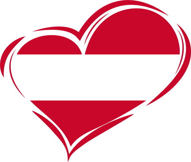 Austria Flag in Heart Shape